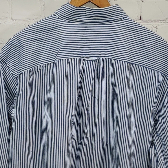 American Eagle Outfitters Blue White Stripe Long Sleeve Button Down Shirt Men - Picture 11 of 15